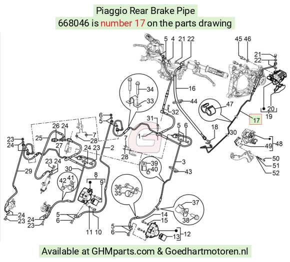 Piaggio Remslang 668046 - Goedhart Motoren