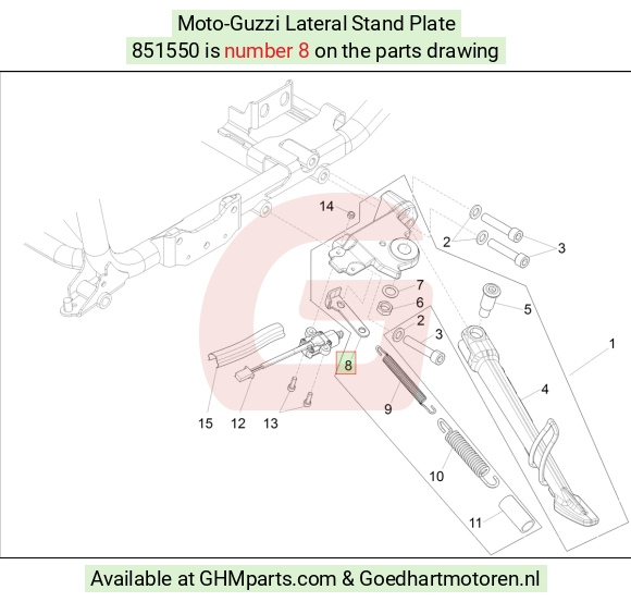 Aprilia - Moto-Guzzi Plaat Achterbrug Standaard 851550 - Goedhart Motoren