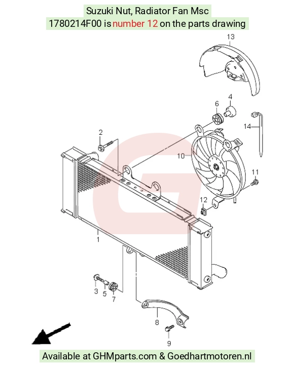 Msc Radiator Suzuki Moer, Radiatorventilator (MSC) 1780214F00 - Goedhart Motoren