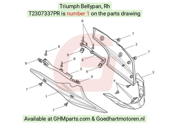 Triumph Onderkuip Rechts T2307337PR - Goedhart Motoren